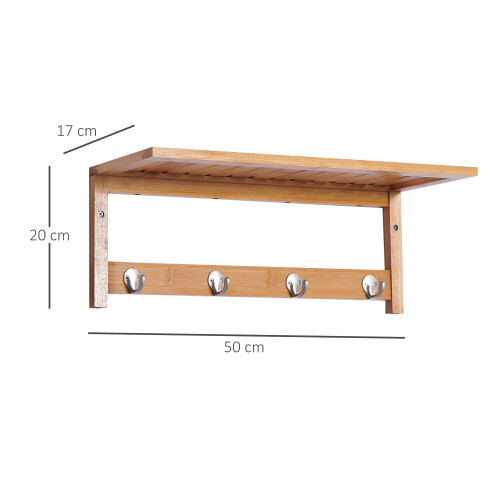 Homcom HOMCOM Wall Mounted Hallway Clothes Rack with Hanging Coat Hooks 2