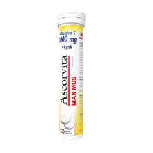 Ascorvita Max Mus, witamina C, cynk, 20 tabletek musujących