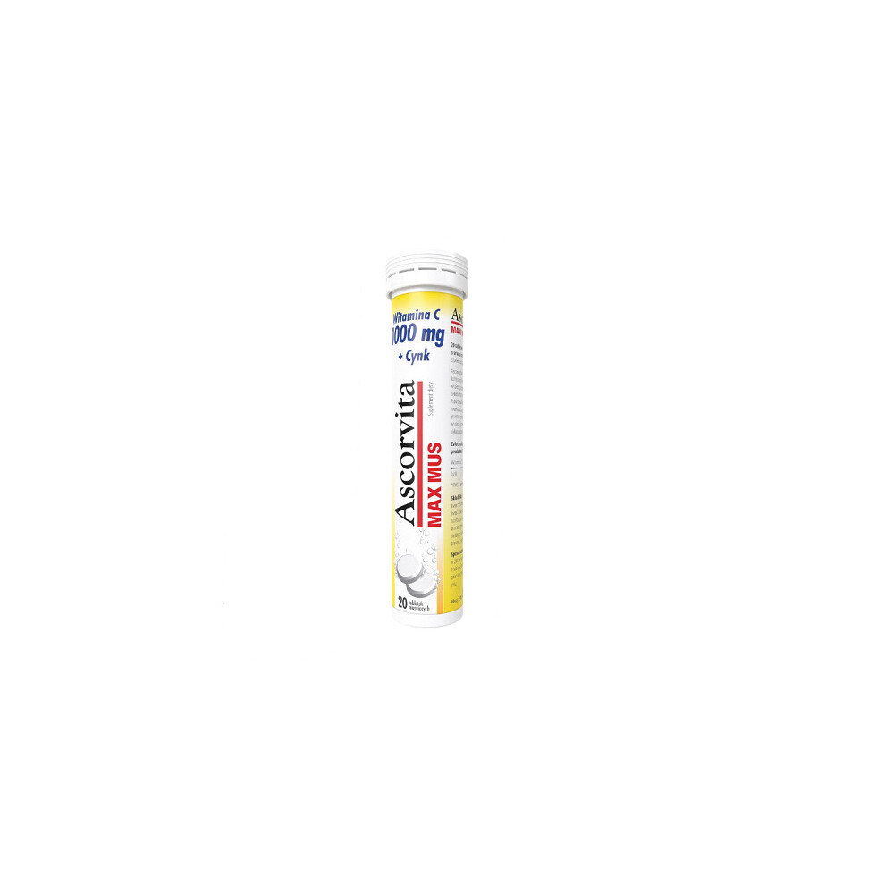 Natur Produkt Zdrovit Ascorvita Max Mus, Witamina C, Cynk, 20 Tabletek Musujących