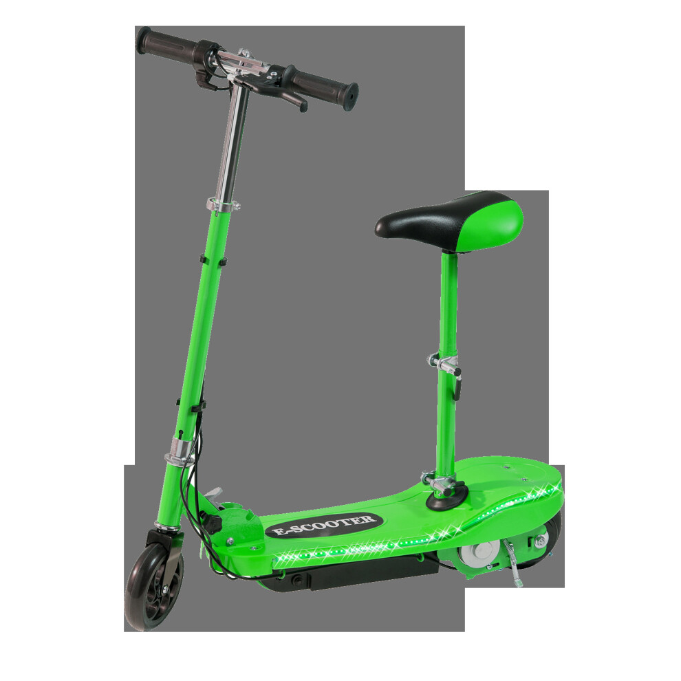 (LED Lights, Green) Eskooter Kids' 120W Adjustable Electric Scooter