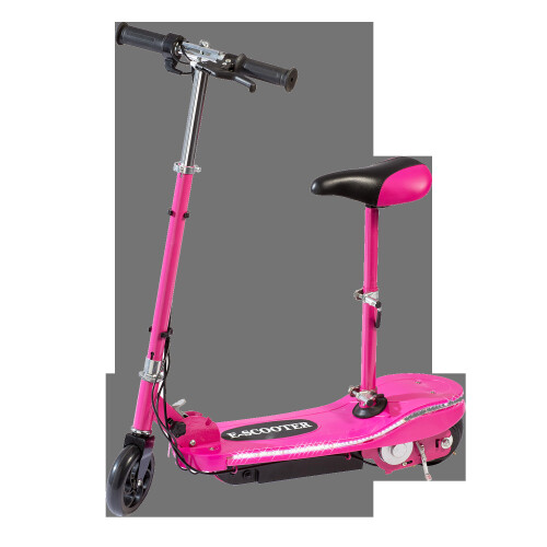 (LED Lights, Pink) Eskooter Kids&#039; 120W Adjustable Electric Scooter