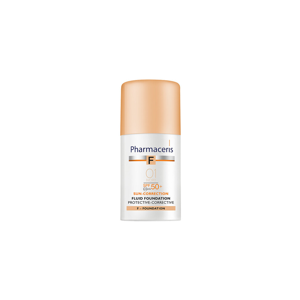 Pharmaceris F Sun-Correction, Fluid Ochronno-Korygujący, 01 Ivory, Spf50+, 30 Ml