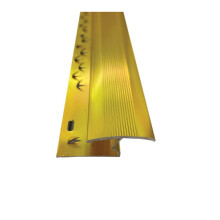 (Gold, 3ft) Metal Plate Threshold Strip Carpet to Flooring Transition Z Edge Profile
