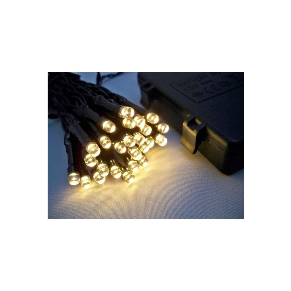 (100 LED's) Warm White LED Outdoor Waterproof Battery 8 Multi-Function String Lights with Timer