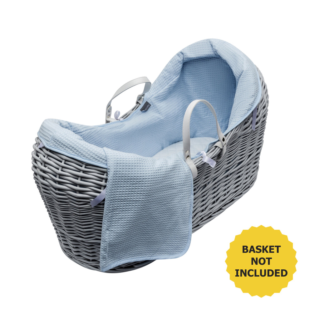 Blue Waffle Wicker Pod Moses Basket Bedding Set Dressings