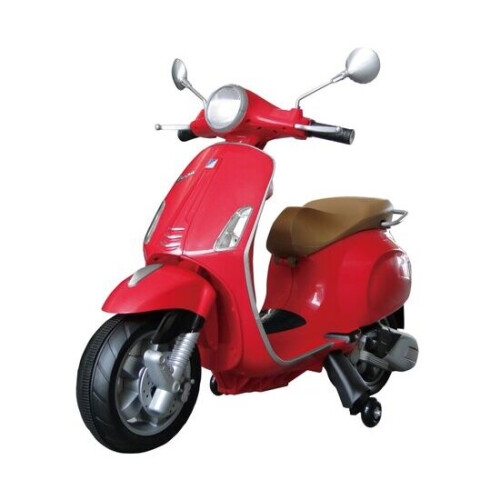 Vespa Primavera Licenced Kids 6v Electric Ride On Retro Moped Red