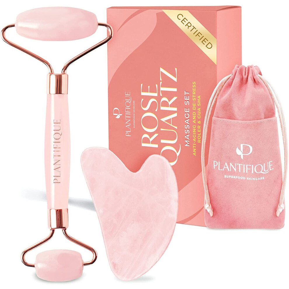 Plantifique Gua Sha And Jade Roller Facial Massager - Jade Roller And Gua Sha Facial - Authentic Jade Roller Eye Massager