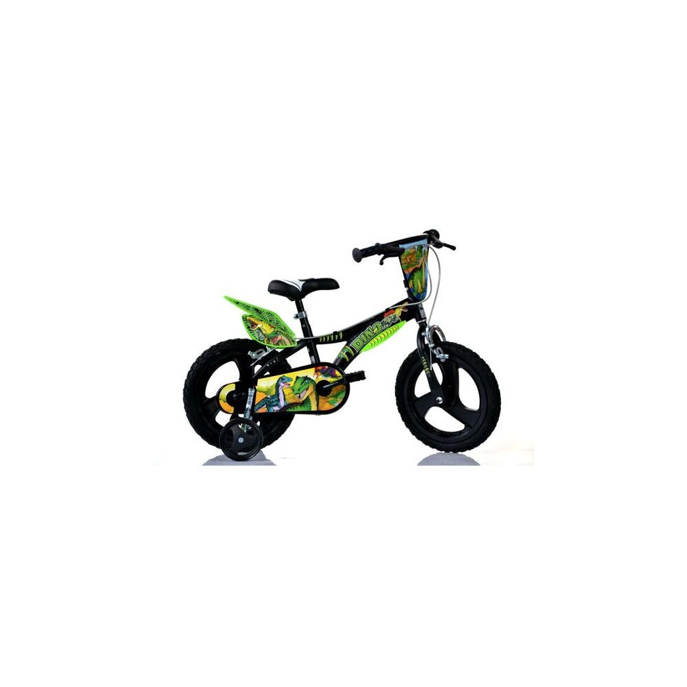Dino Bikes Dino Dinosaur Boys Bicycle 14" With Stabilisers Black/Green
