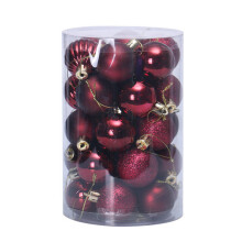 (Wine red) 34PCS Christmas Tree Baubles Balls Ornament Wedding Party Decor 4cm