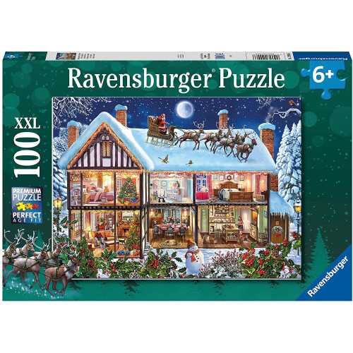 Ravensburger Quebra-Cabeça Ravensburger Natal em Casa 100 Peças para Crianças - 12996 - Cada Peça é Única