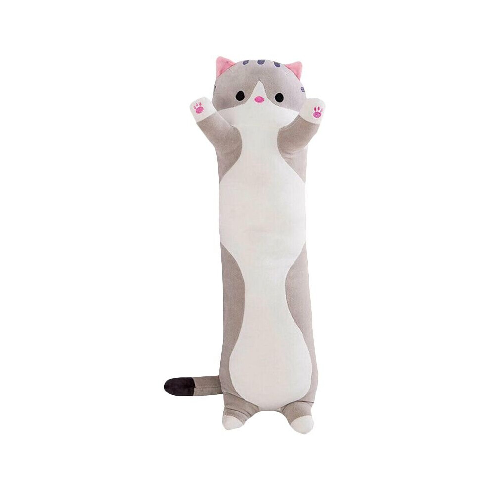 (, 70Cm/27.5In) Long Cat Plush Toy Soft Stuffed Kitten Pillow Kids Sleeping Pillow Home Decor Gray