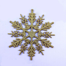 (Gold, 12pcs) 12Pcs Christmas Tree Hanging Decoration Baubles Glitter Xmas Snowflake 10cm