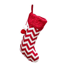 (Red White) Knitted Christmas Stocking Xmas Sock Sack Gift Bag Tree Fireplace Ornament Decor