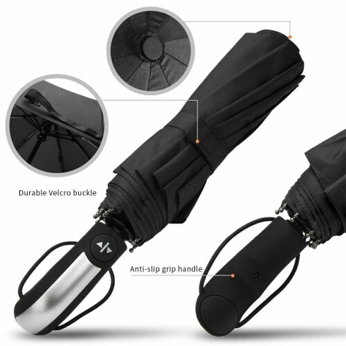 Blue 10 Ribs Windproof Automatic Open Close Folding Umbrella 1