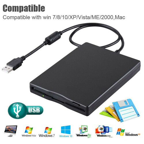 1.44 MB Floppy Disk 3.5" USB External Drive Portable Floppy Disk Drive Diskette 1