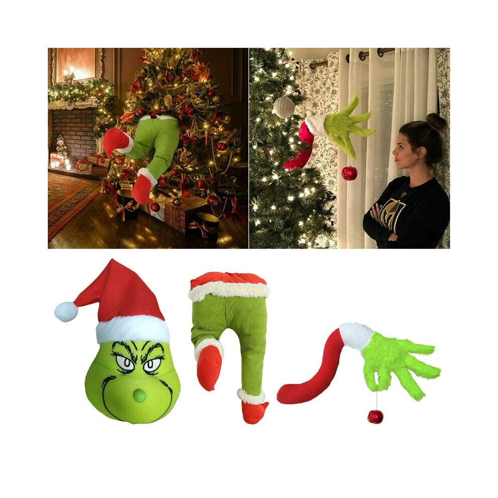 Furry Green Grinch Legs Christmas Tree Illusion