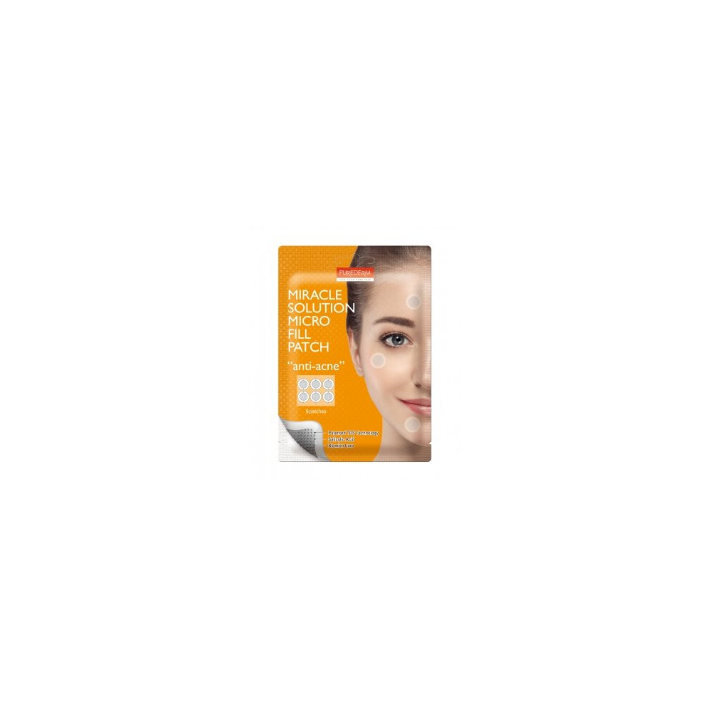 Purederm Anti Acne Miracle Solution Micro Fill Patch - 6 Patches | Acne Treatment, Reduces Pimples & Blemishes, Fast-Acting, Soothes & Heals Skin
