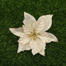 (10Pcs Light Gold) 10X Christmas Large Poinsettia Glitter Flower Tree Xmas Hanging Party Decor 13cm