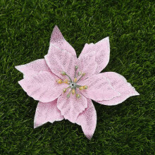 (10Pcs Pink) 10X Christmas Large Poinsettia Glitter Flower Tree Xmas Hanging Party Decor 13cm