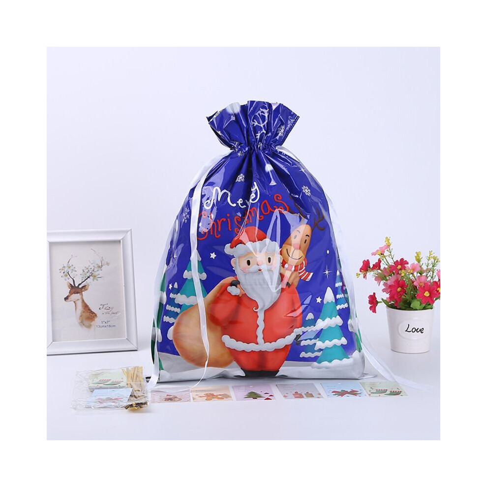 (Large Blue 51*39cm/20.1*15.3in, 10Pcs) Large Christmas Sacks Reusable Drawstring Wrap Present Gift Party Bags Xmas