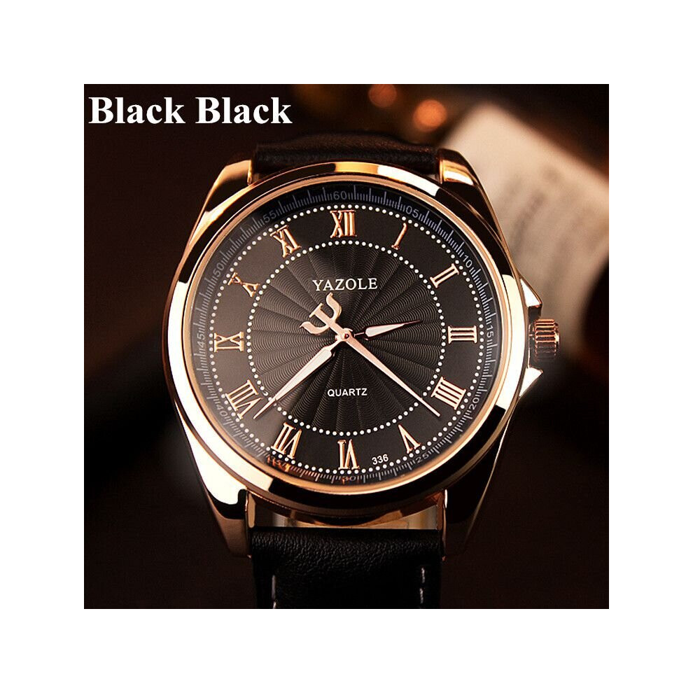 (Black Black) Mens Watches Business Clock Male Quartz Wrist Watch