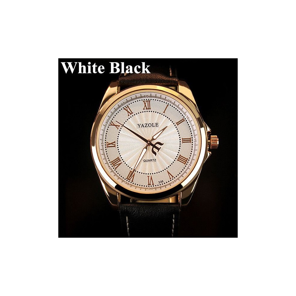 (White Black) Mens Watches Business Clock Male Quartz Wrist Watch Multicoloured