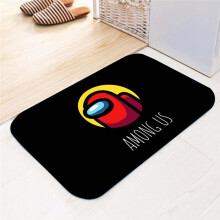 (Black Yellow) Game AMONG US Flannel Mat Home Bath Bathroom Non-slip Carpet Rug Floor Decor