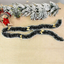 (Garland+5pcs 
 Gold Bow) 2M (6.5Ft)x90mm Chunky Tinsel Chrismas Tree Decoration Xmas Garland Bowknot