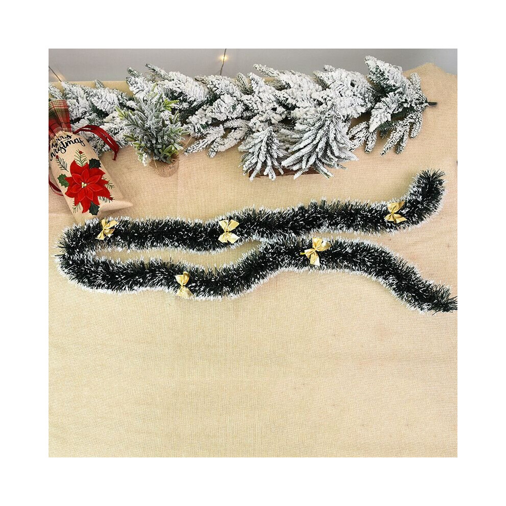 (Garland+5pcs  Gold Bow) 2M (6.5Ft)x90mm Chunky Tinsel Chrismas Tree Decoration Xmas Garland Bowknot