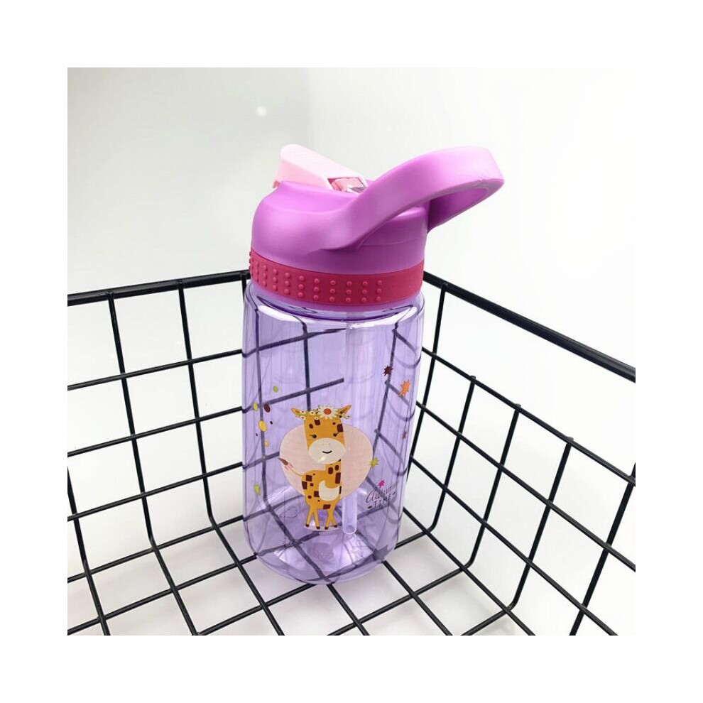 (Purple) 450Ml Kids Water Bottle With Straw Children Drinking Kettle Portable Sports Cup Purple