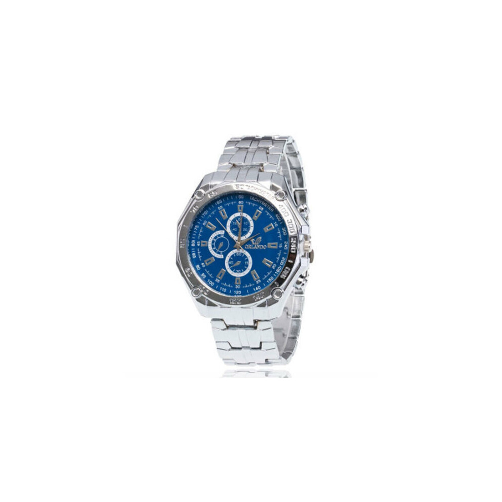 (Blue) Men's Stainless Steel Quartz Analog Wrist Watch Sport Watches Gifts Luxury