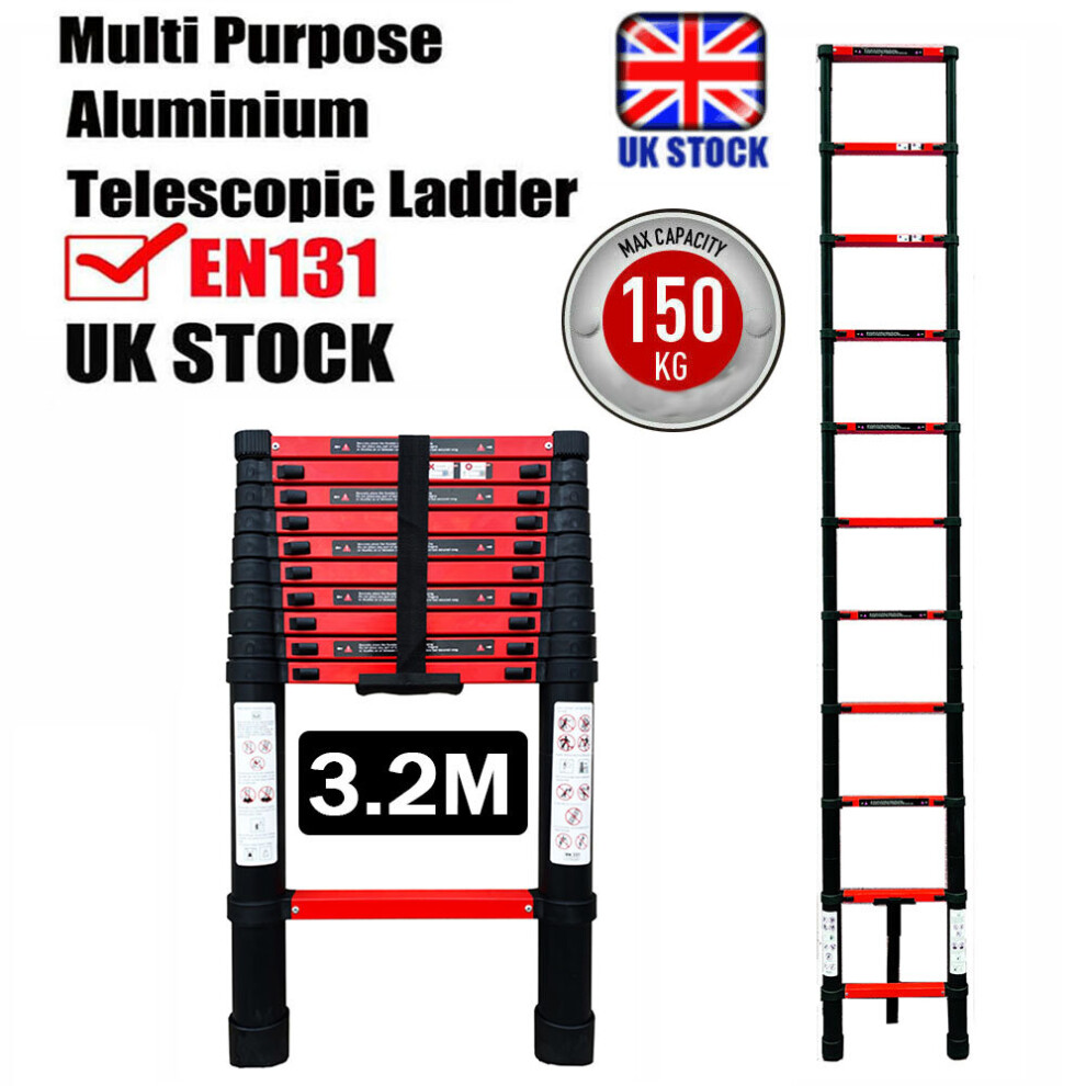 3.2M Telescopic Multi-Purpose Extendable Heavy Duty Aluminium Ladder