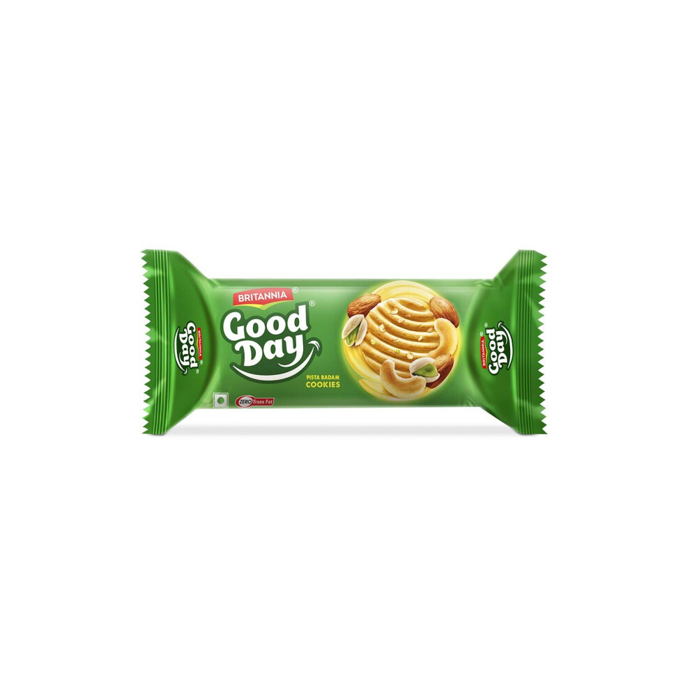 Britannia (Pack Of 1) Good Day Pista And Badam Cookies(8*90G) 720G ,Melt In Mouth Cookies Loaded With Pista Badam Nuts And Butter