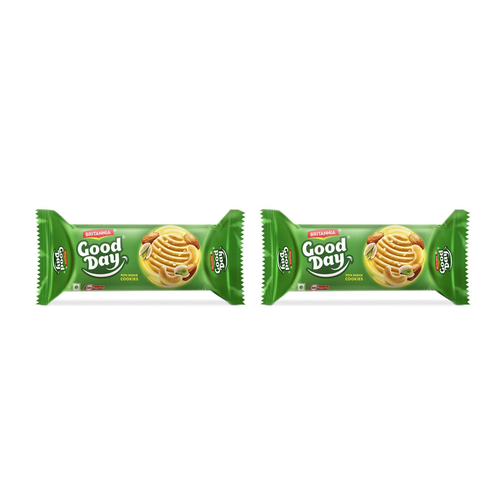 Britannia (Pack Of 2) Good Day Pista And Badam Cookies(8*90G) 720G ,Melt In Mouth Cookies Loaded With Pista Badam Nuts And Butter