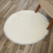 (White-40cm) 40/60/90cm Christmas Tree Skirt Round Fluffy Faux Fur Xmas Floor Mat Cover Decor