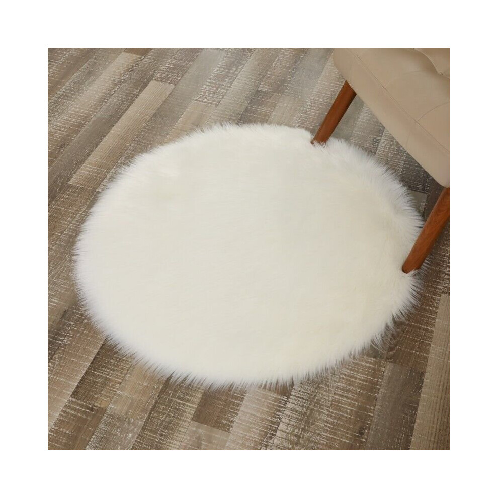 (-40Cm) 40/60/90Cm Christmas Tree Skirt Round Fluffy Faux Fur Xmas Floor Mat Cover Decor White