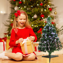 2ft Tabletop Christmas Tree Fiber Optic Mini Xmas Tree w/ 60 PVC Branch Tips