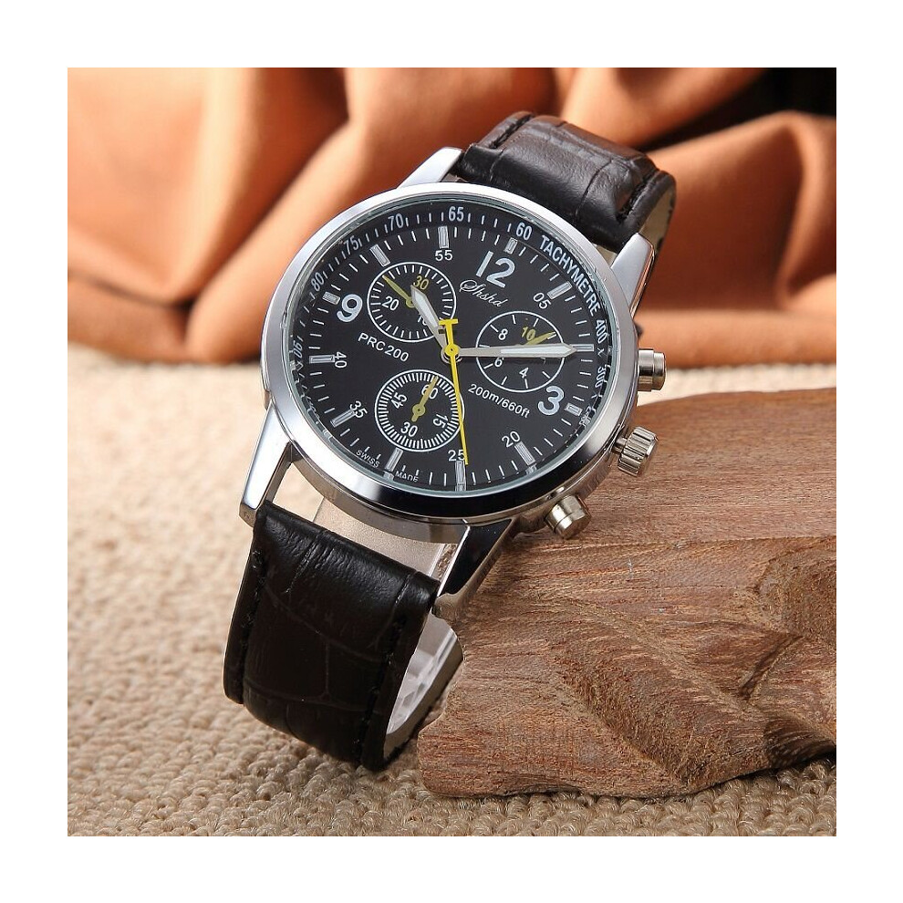 (Black) Luxury Men Watch Leather Watches Quartz Military wristwatch Relojes Hombre 2018