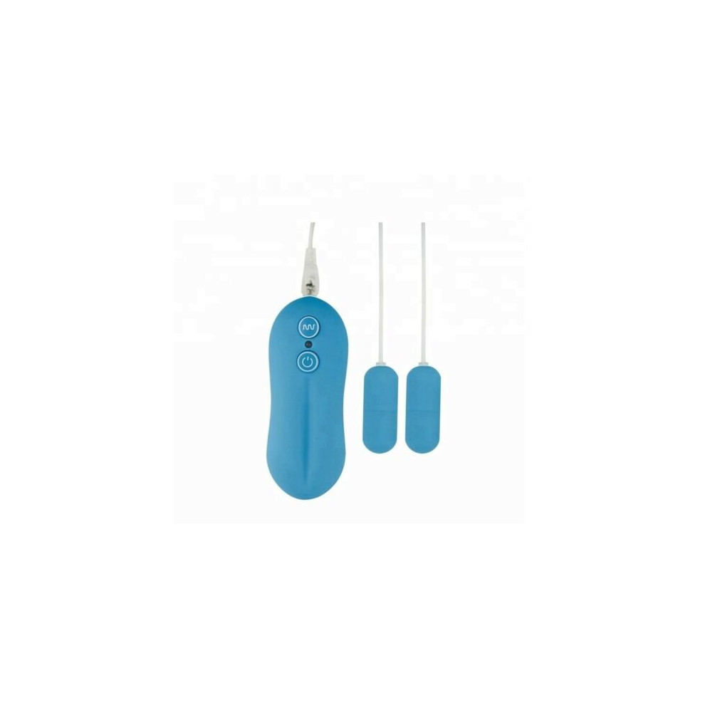(Blue) Bullet Dual Vibrator 10 Speed Remote Vibrating
