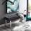 Living And Home Faux Leather Entryway Longe Bench Window Seat Ottoman Bed End Stool Chrome Legs 1