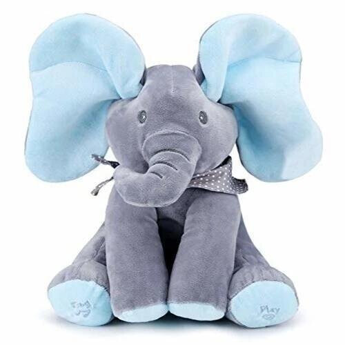 Baby Peek A Boo Animated Singing Elephant Flappy Plush Toy