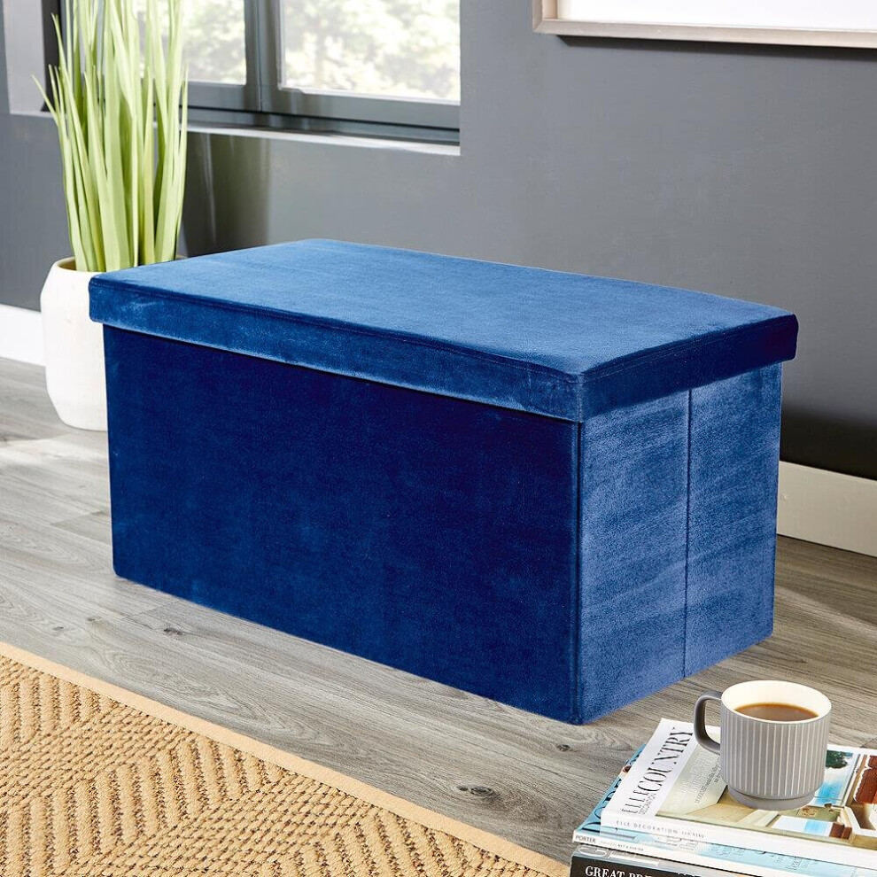 Sofia Folding Rectangular Velvet Storage Ottoman