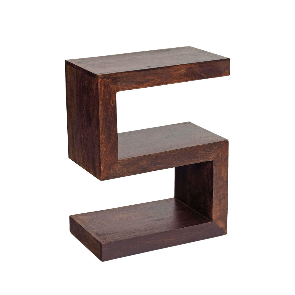 Contemporary Modern S Shaped Display Multi Purpose Unit Dark Walnut Solid Wood