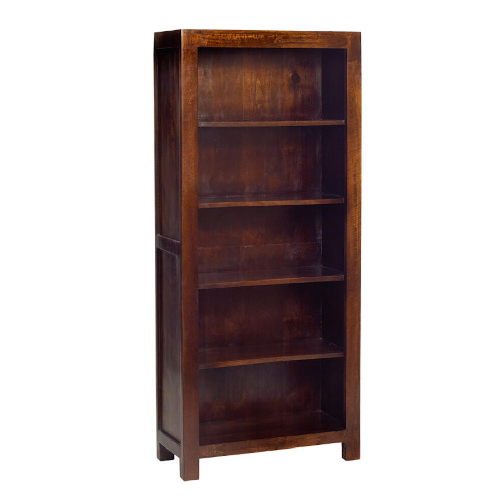 Contemporary Modern Large 5 Tier Open Display Bookcase Dark Walnut Solid Wood