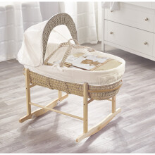 Tiny Ted Cream Palm Moses Basket with Rocking Stand Natural