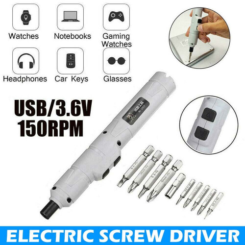 12x Mini Cordless Drill Electric Screwdriver Drill Driver Bits Rechargeable Kit