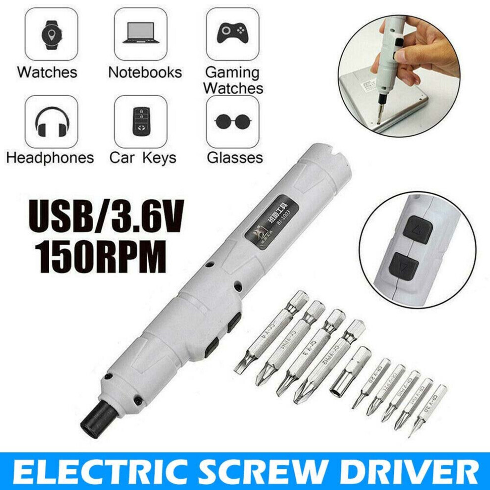 12x Mini Cordless Drill Electric Screwdriver Drill Driver Bits Rechargeable Kit