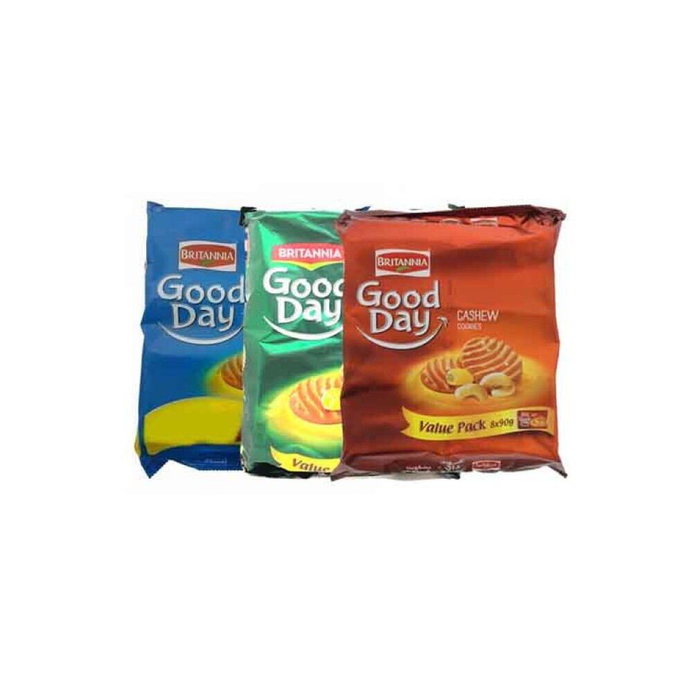 Britannia Good Day Butter, Cashew And Pista Badam Cookies Combo Pack (8*90G) 720G Each ,Melt In Mouth Cookies