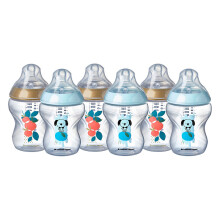 Tommee Tippee Closer to Nature Baby Bottles, 260ml, Pack of 6, Decorated