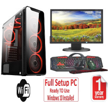 Fast Gaming PC Bundle - Core i5 8GB RAM 1TB GT710 2GB 19'' Monitor 6 FANS RED - Refurbished